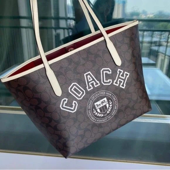 Coach City Tote in Signature Canvas with Varsity Motif - Picture 5 of 6